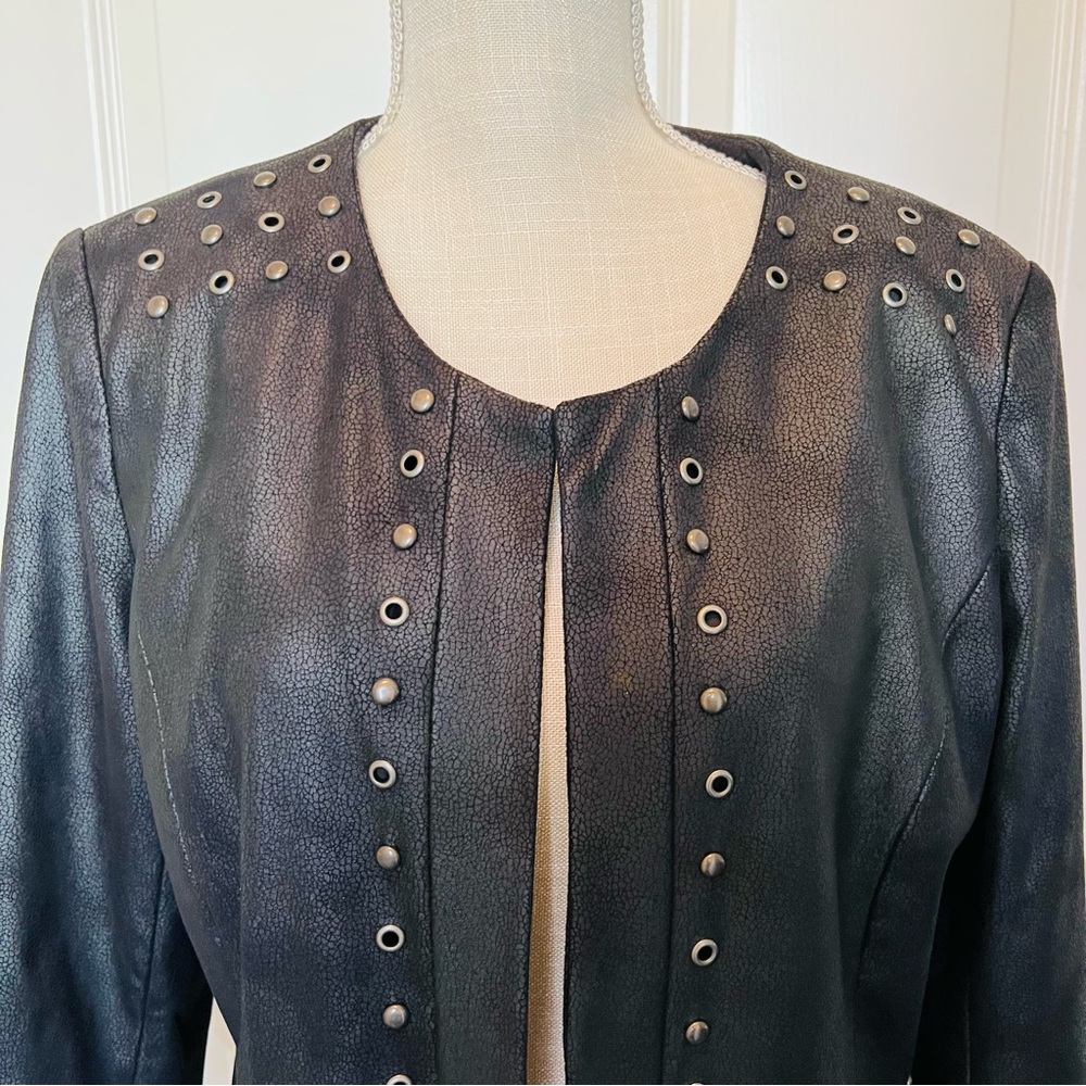NEW INSIGHT TEXTURED FAUX LEATHER JACKET - Picture 2 of 13